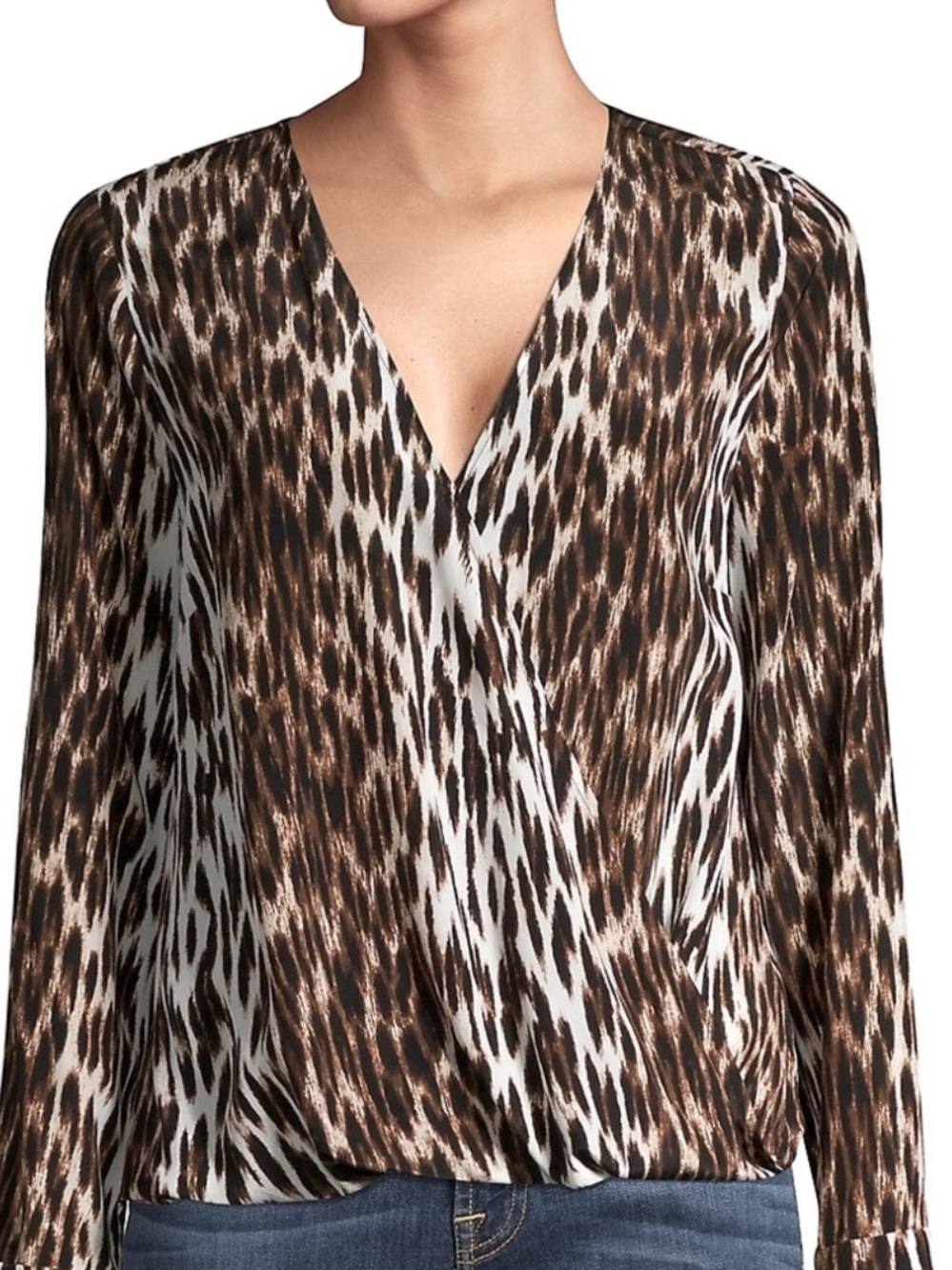L’Agence Silk Leopard Wrap Top XS
